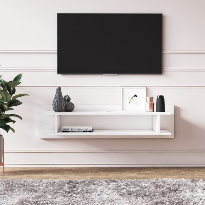 Meuble TV OSCARO suspendu flottant Blanc 120 cm - Meublei