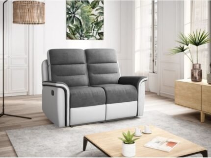 Ensemble canapé 9222 relax manuel 2 places + fauteuil manuel en microfibre et simili - Meublei