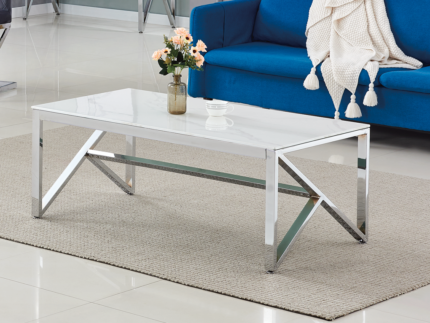 Table Basse en verre trempé et pieds en acier - Meublei