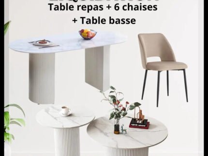 Ensemble de Mobilier Contemporain : Table Basse Gigogne DIANA, Table à Manger ANNA et Chaise velours AVA - Meublei