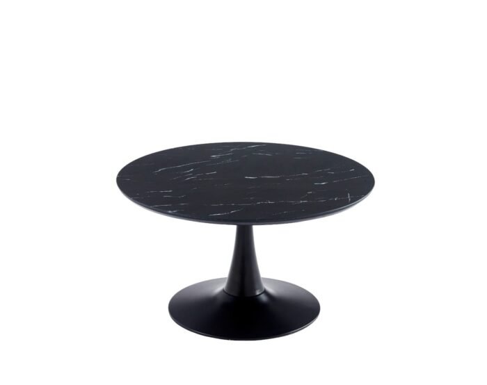 Table basse marbre noir pieds noirs acier inoxydable - Meublei