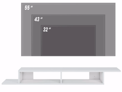 Meuble TV OSCARO supendu flottant blanc à deux compartiments 130 cm - Meublei