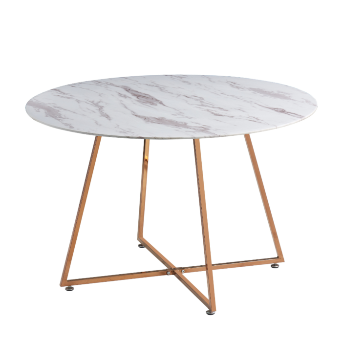 Table à manger ronde et pieds en acier inoxydable - Meublei