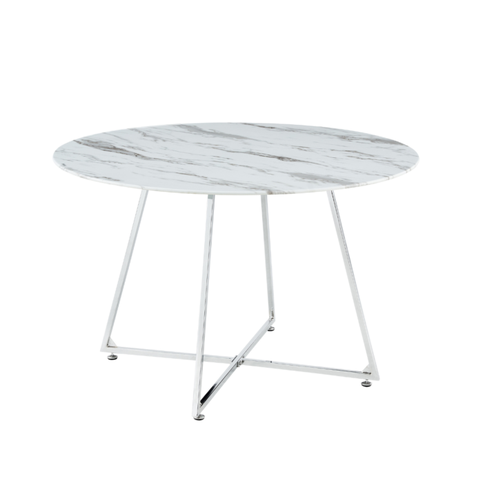 Table à manger ronde et pieds en acier inoxydable - Meublei