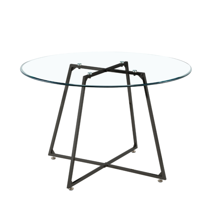 Table à manger ronde et pieds en acier inoxydable - Meublei