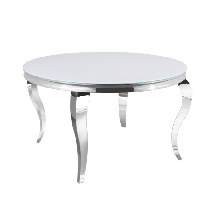 Table a manger  ronde en verre trempé et pieds en acier - Meublei