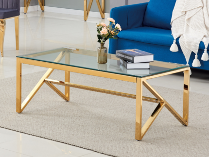 Table Basse en verre trempé et pieds en acier - Meublei