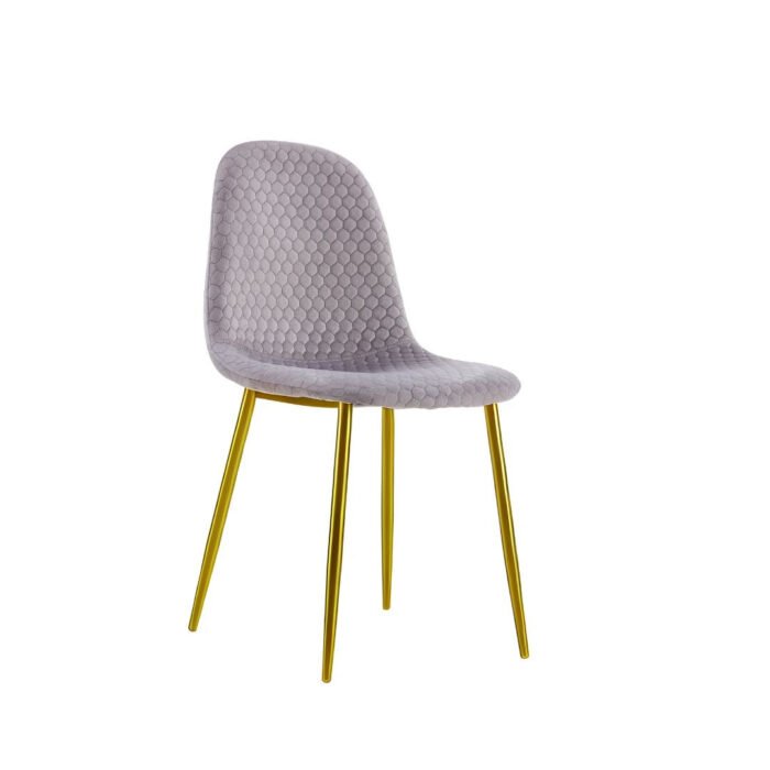 Chaise scandinave ALVEOLE assise en velours et pieds en acier - Meublei