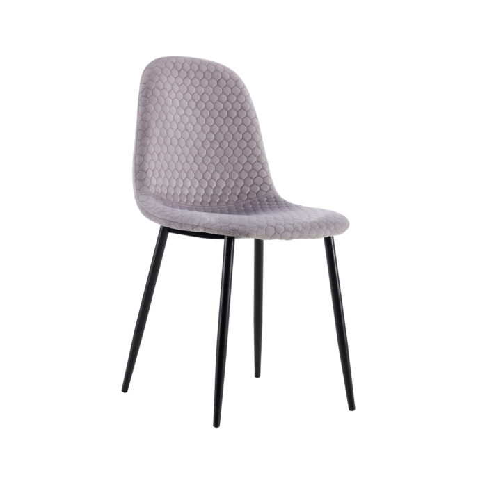 Chaise scandinave ALVEOLE assise en velours et pieds en acier - Meublei