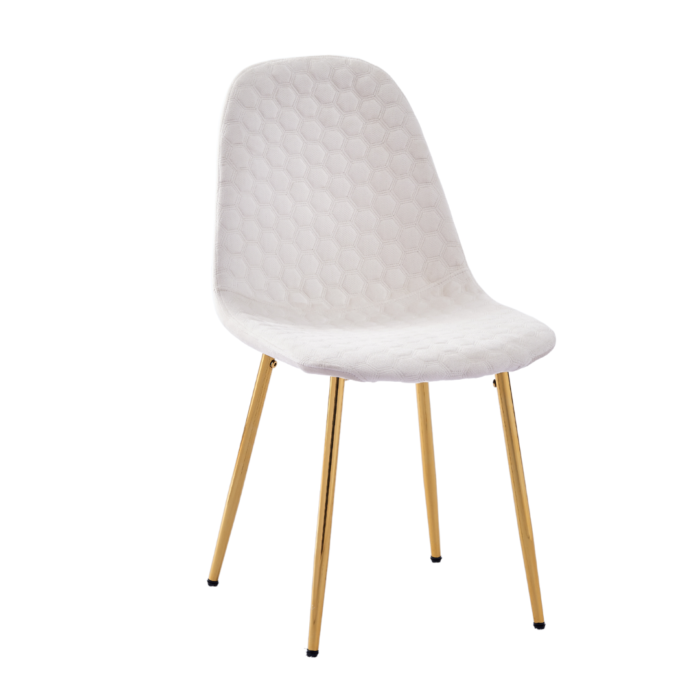 Chaise scandinave ALVEOLE assise en velours et pieds en acier - Meublei