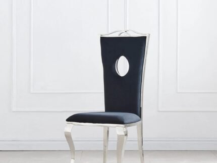 Chaise ROYAL assise en velours ou simili et pieds en acier inoxydable - Meublei