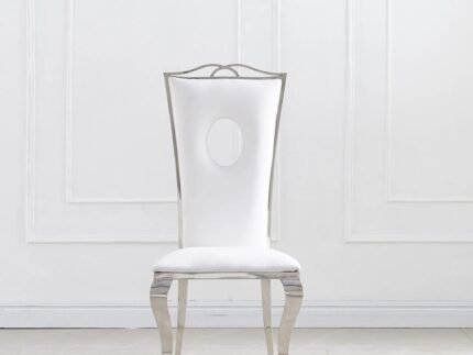 Chaise ROYAL assise en velours ou simili et pieds en acier inoxydable - Meublei