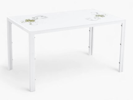 Table a manger JAMIE en verre et pieds en MDF