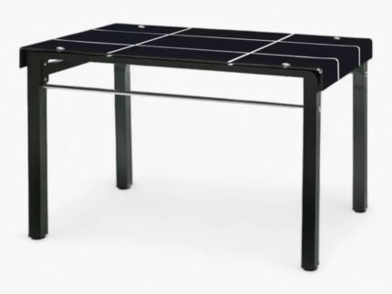 Table a mangerJOIE en verre trempé et pieds en acier