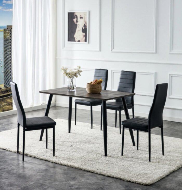 Table repas scandinave bois noyer chêne pieds noir - Meublei