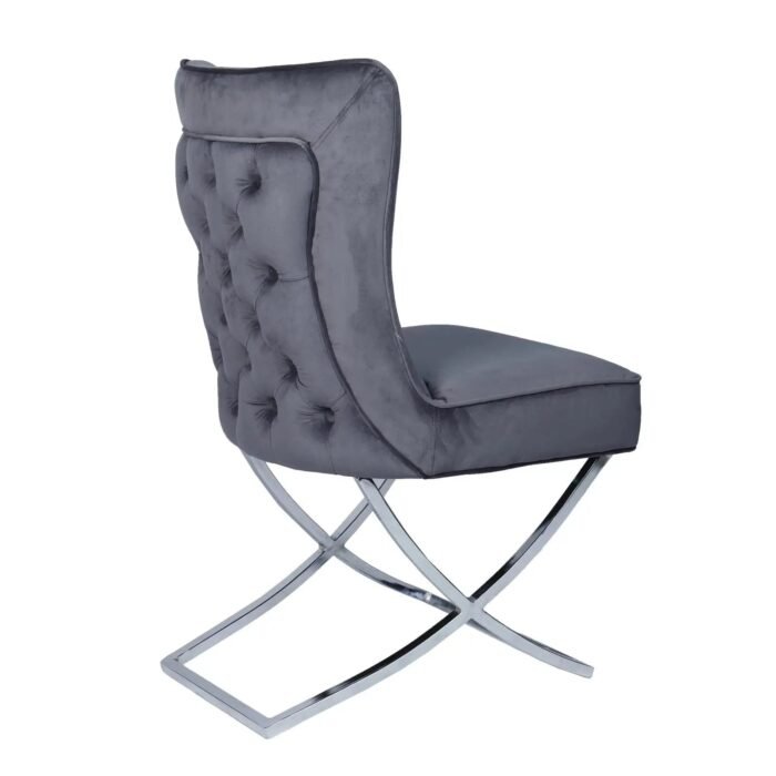 Chaise assise en velours et pieds en acier - Meublei