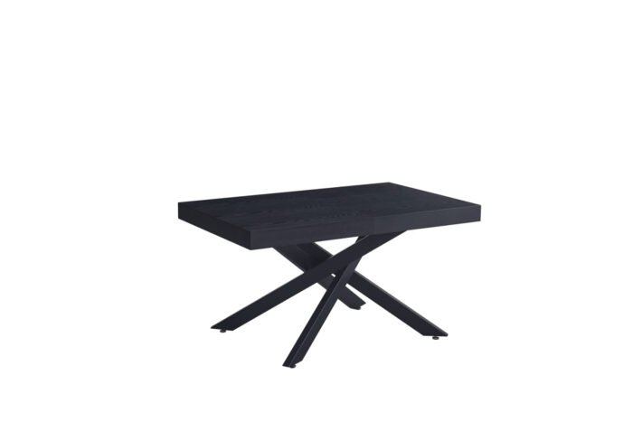 Table Extensible à Rallonge Balni Métal Noir Bois Noir 140/220 x 90 cm - Meublei