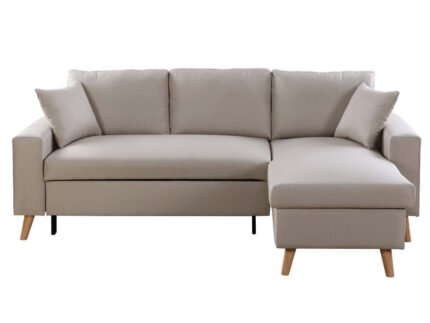 Canapé d'angle ARIANO scandinave réversible, convertible avec coffre, en tissu - Meublei