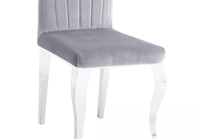 Lot de 6 chaises ENORA en velours gris et pieds argentés