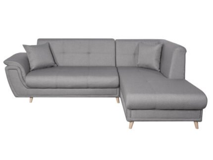 Canapé d'angle FRANCO fixe convertible en tissu et pieds bois - Meublei