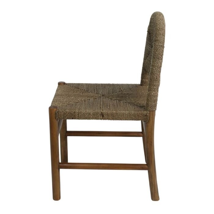 Chaise Babylone en Bois d'Acajou avec Assise en Fibre Naturelle Marine - Meublei