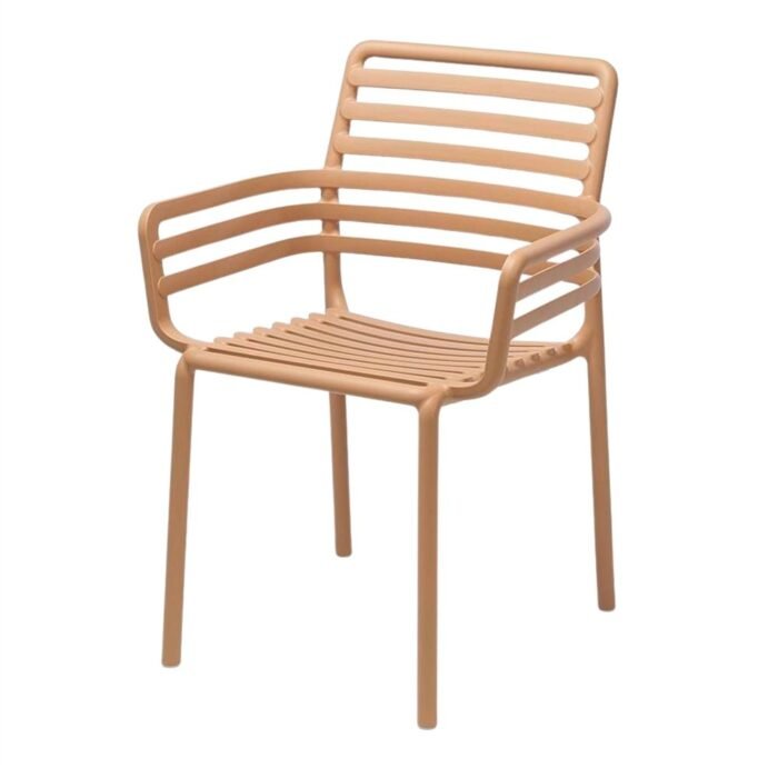 Fauteuil d'Extérieur Nogar avec Accoudoirs - Design Ergonomique, Empilable, Résistant aux UV - Meublei
