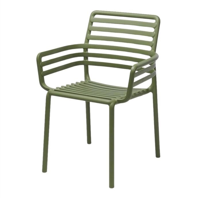 Fauteuil d'Extérieur Nogar avec Accoudoirs - Design Ergonomique, Empilable, Résistant aux UV - Meublei