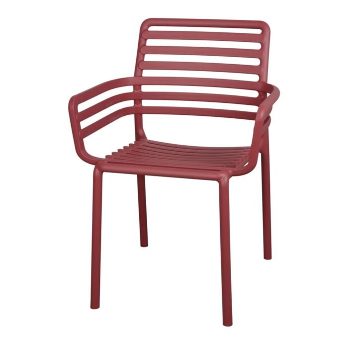 Fauteuil d'Extérieur Nogar avec Accoudoirs - Design Ergonomique, Empilable, Résistant aux UV - Meublei