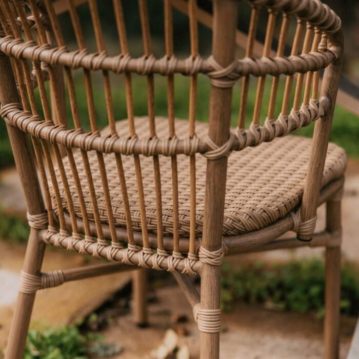 Chaise d'Extérieur Savana : Élégance Bistrot avec Structure en Aluminium Imitation Bambou - Meublei