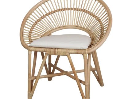 Chaise en Rotin Naturel Rayman avec Coussin - Style Méditerranéen