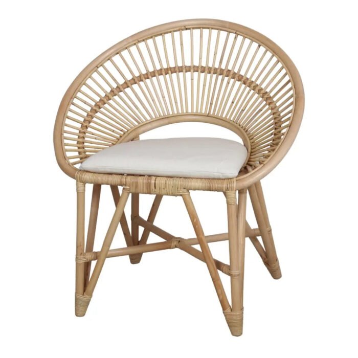 Chaise en Rotin Naturel Rayman avec Coussin - Style Méditerranéen