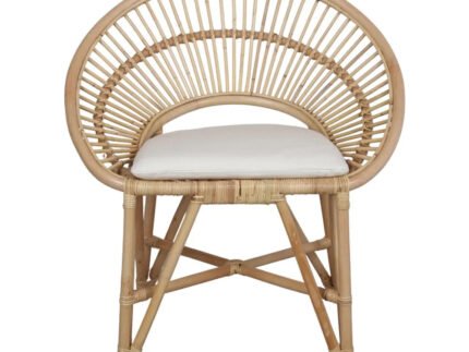 Chaise en Rotin Naturel Rayman avec Coussin - Style Méditerranéen - Meublei