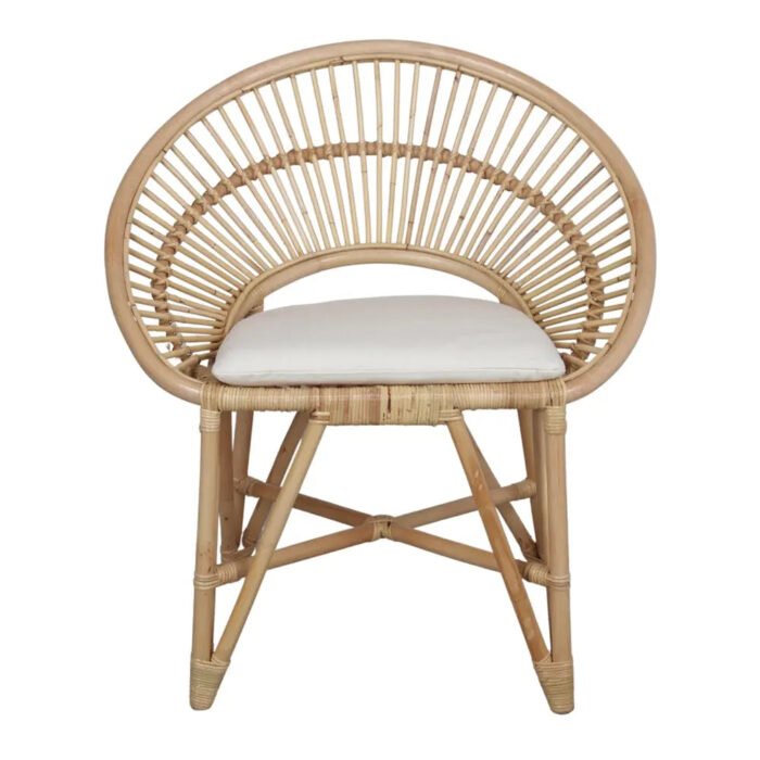 Chaise en Rotin Naturel Rayman avec Coussin - Style Méditerranéen - Meublei