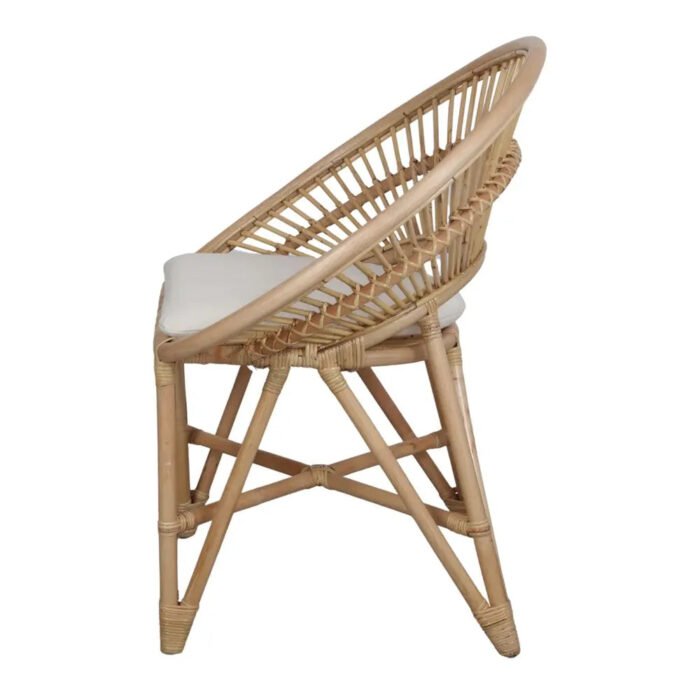 Chaise en Rotin Naturel Rayman avec Coussin - Style Méditerranéen - Meublei