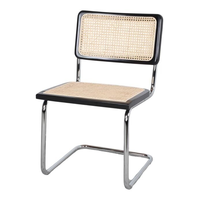 Chaise à Grille Seneka : Élégance Mid Century avec Dossier en Rotin Naturel - Meublei