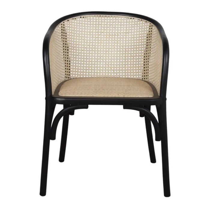Chaise avec Accoudoirs en Bois de Bouleau et Rotin Naturel: Élégance Vintage pour Votre Espace - Meublei