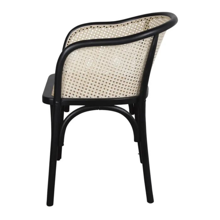 Chaise avec Accoudoirs en Bois de Bouleau et Rotin Naturel: Élégance Vintage pour Votre Espace - Meublei