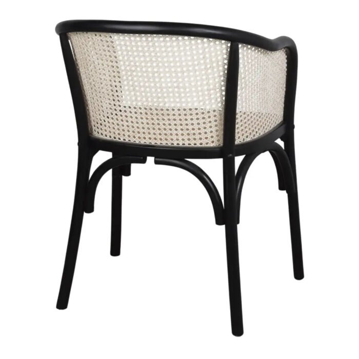 Chaise avec Accoudoirs en Bois de Bouleau et Rotin Naturel: Élégance Vintage pour Votre Espace - Meublei