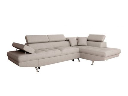Canapé d'angle ROMEO convertible 5 places avec coffre de rangement en tissu - Meublei