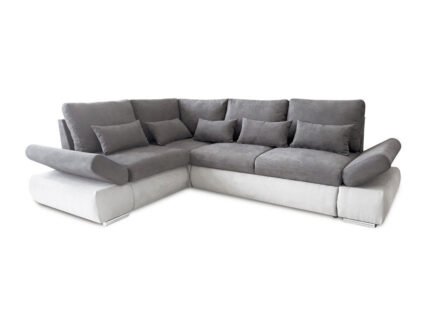 Canapé d'angle SABRINA réversible convertible avec coffre PU et tissu - Meublei