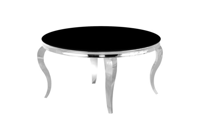 Table Basse Ronde, Marbre Blanc, noir, Métal doré, argenté - Meublei