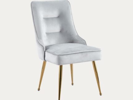 Chaise assise en velours et pieds en acier inoxydable - Meublei