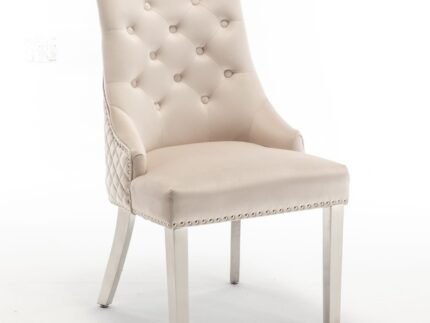 Lot de 2  Chaise EMMA  avec  Assise en Velours et Piètement en Acier Inoxydable - Meublei