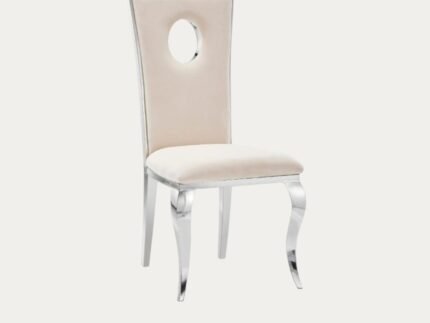Chaise assise en velours ou simili et pieds en acier inoxydable - Meublei
