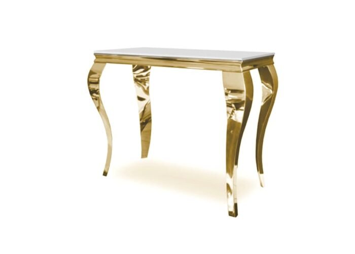 Console Versailles Marbre blanc et Pieds pieds dorés en acier inoxydable - Meublei