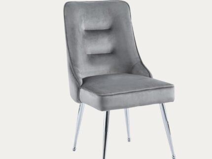 Chaise assise en velours et pieds en acier inoxydable - Meublei