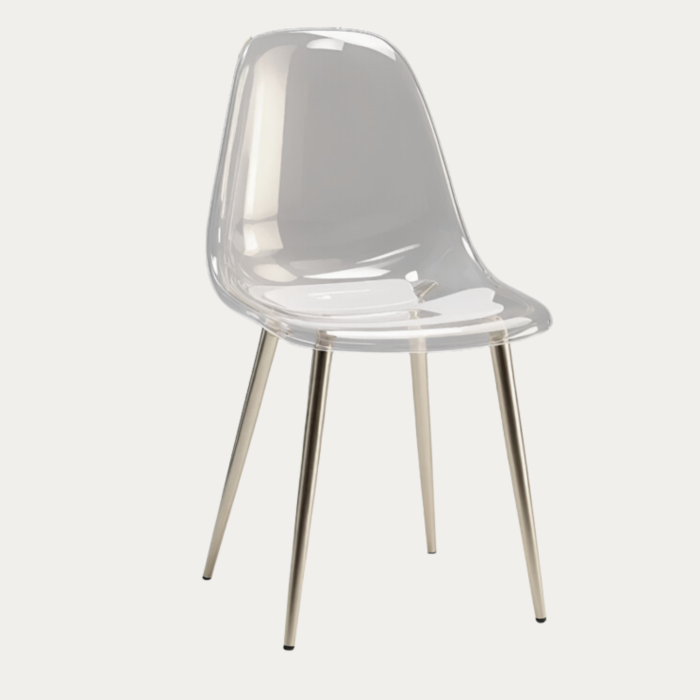 Chaise de salles à manger scandinave transparente structure métal - Meublei