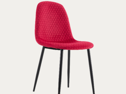 Chaise scandinave ALVEOLE assise en velours et pieds en acier - Meublei