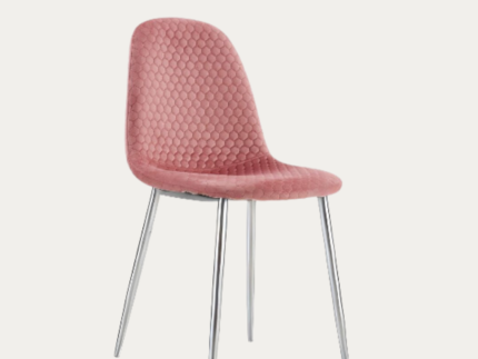 Chaise scandinave ALVEOLE assise en velours et pieds en acier - Meublei