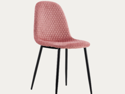 Chaise scandinave ALVEOLE assise en velours et pieds en acier - Meublei
